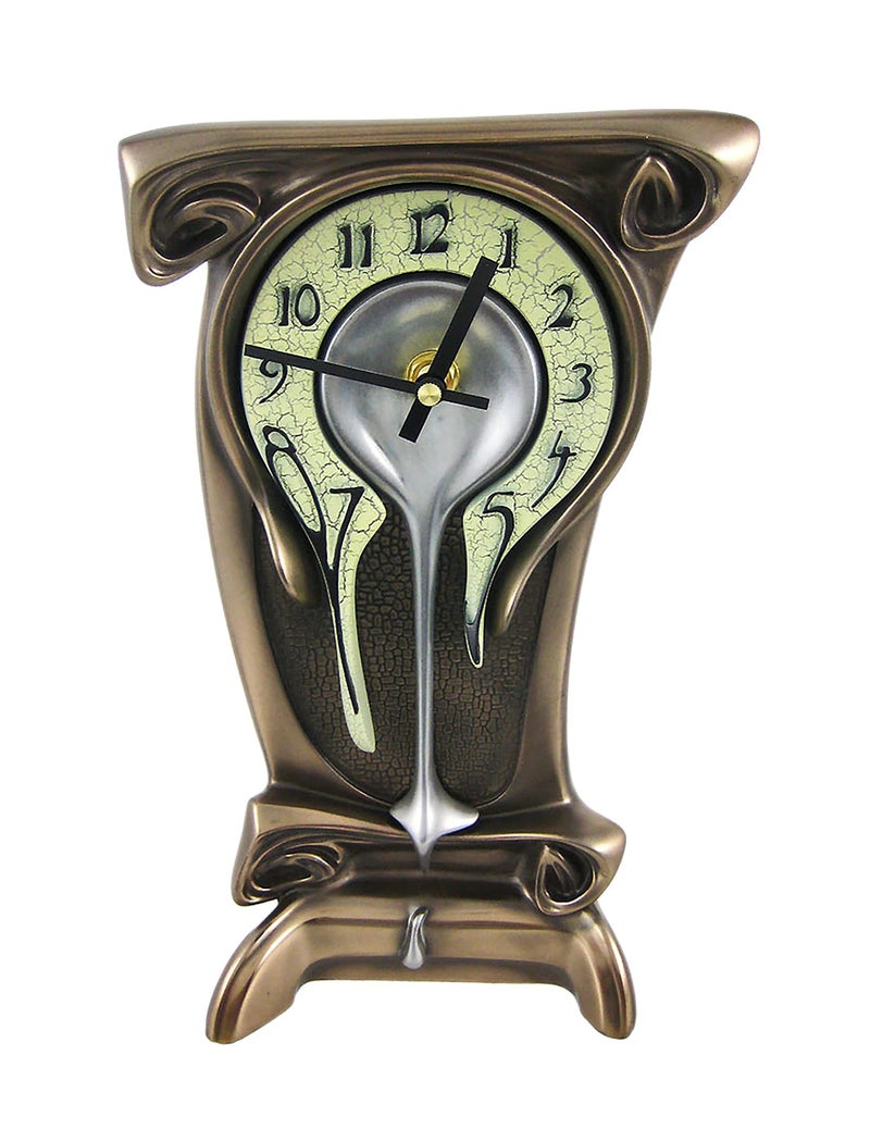 Things2Die4 Art Nouveau 11 1/4" High Melting Bronze Table Clock - Image 1